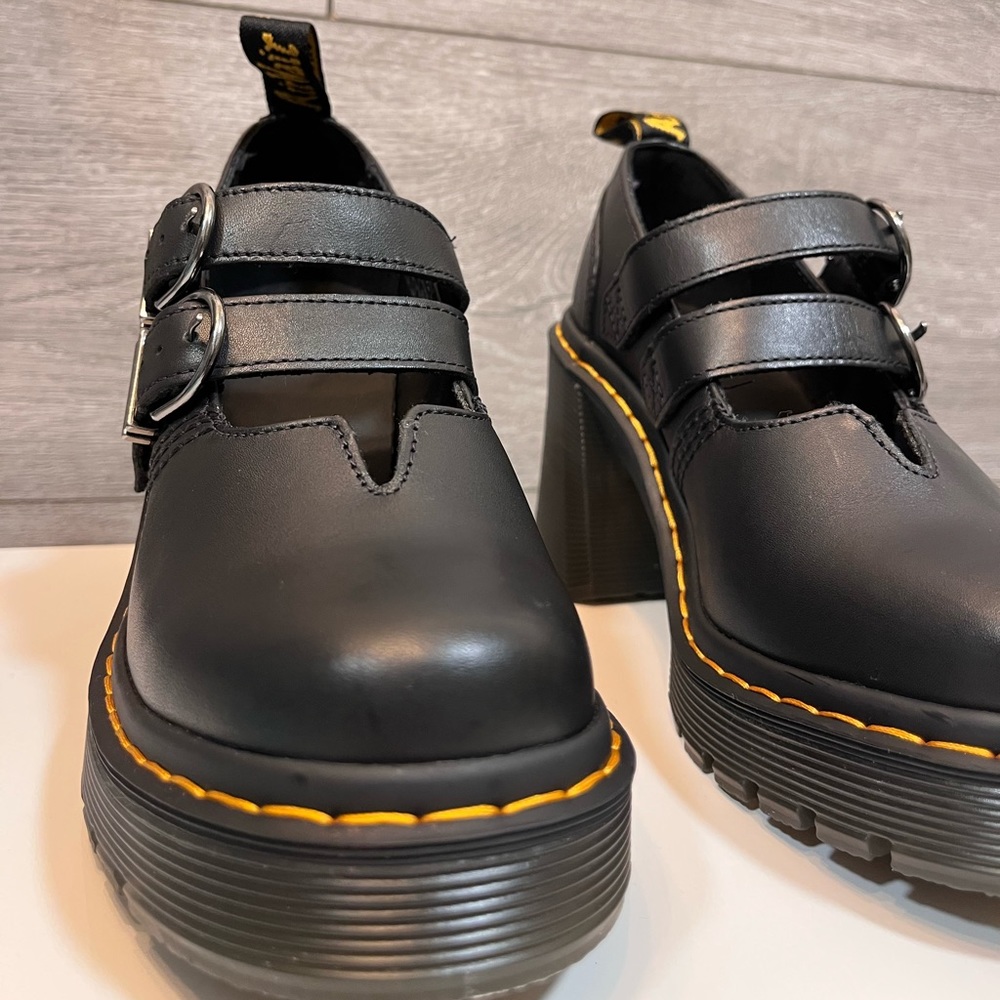 Evie Sendal Leather Heeled Doc Marten Mary Jane